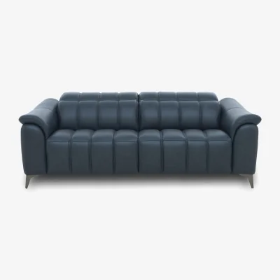 Furniture Village Angelo Leather 3 Seater Sofa - Natural Milled Navy