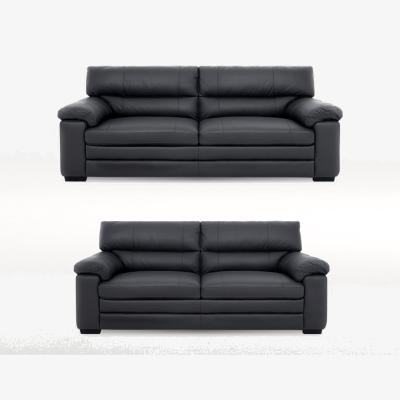 Furniture Village Cozee 3 Seater Leather Sofa and 2 Seater Leather Sofa Set - Shale Grey