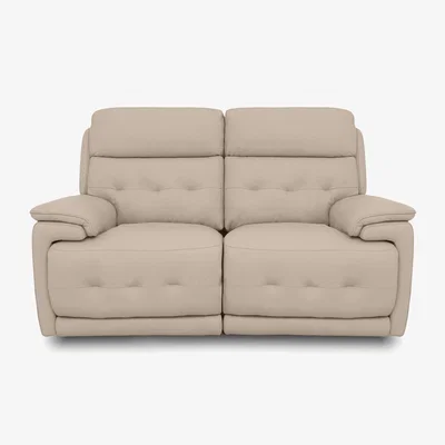 Furniture Village Brescia Leather 2 Seater Sofa with Power Recliner - NC Pebble