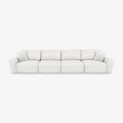 Furniture Village World of Leather - Gemini NC Leather 4 Seater Remote Control Power Glider Sofa - NC Star White