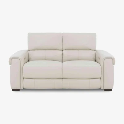 Furniture Village Nixon NC Leather 2 Seater Sofa with Power Recliner - Frost