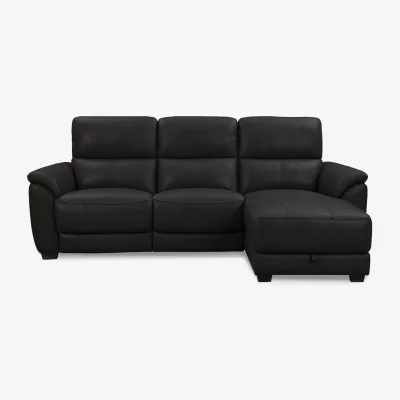 Furniture Village World of Leather - Saffron BV Leather 3 Seater Power Recliner Sofa with Storage Right Hand Facing Chaise End
