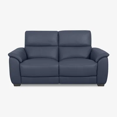 Furniture Village World of Leather - Saffron BV Leather 2 Seater Sofa with Power Recliner - BV Ocean Blue