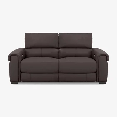 Furniture Village Nixon Leather 3 Seater Sofa with Power Recliner - Teak