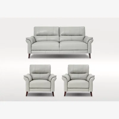 Furniture Village Winner 3 Seater Leather Sofa and 2 Leather Armchairs Bundle