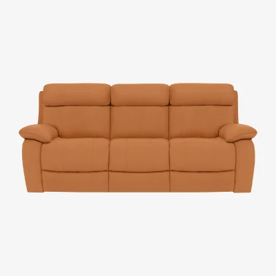 Furniture Village Moreno 3 Seater NC Leather Power Recliner Sofa with Power Headrests - NC Honey Yellow