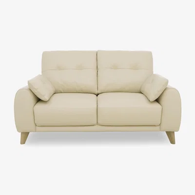 Furniture Village Malmo BV Leather 2 Seater Sofa - BV Bisque