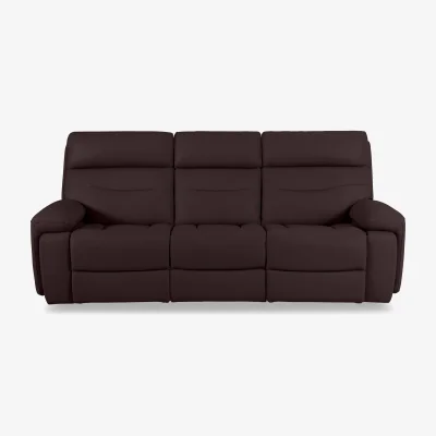 Furniture Village Cinemax Leather 3 Seater 3 Cushion Sofa with Power Recliner - Burgundy