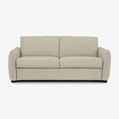 Furniture Village Jaxx Leather Sofa Bed with Slim Arms - Bone China