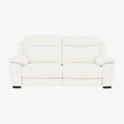 Furniture Village World of Leather - Starlight Express 3 Seater NC Leather Recliner Sofa with Power Headrests - NC Star White