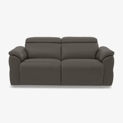 Furniture Village Dolomite 3 Seater Leather Sofa with Power Recliner - Montana Storm