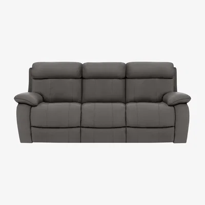 Furniture Village Moreno 3 Seater NC Leather Power Recliner Sofa with Power Headrests - Charcoal Grey
