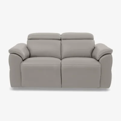 Furniture Village Dolomite 2 Seater Leather Sofa with Power Recliner - New Grey
