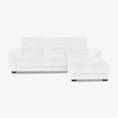 Furniture Village Saffron Fabric 3 Seater Sofa with Storage Right Hand Facing Chaise End - Frost