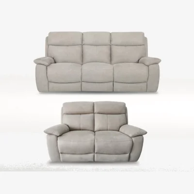 Furniture Village Echo 3 and 2 Seater Fabric Power Recliner Sofa Set - Silver