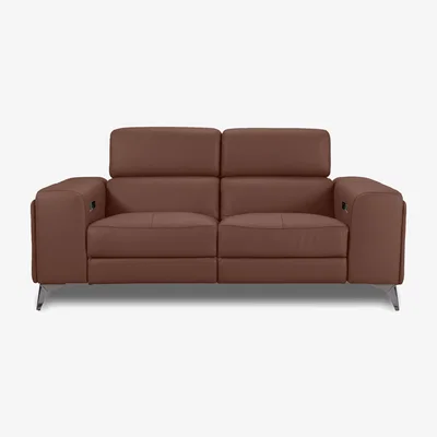 Furniture Village Action Leather 2 Seater Sofa with Power Recliner - Natural Redmaple
