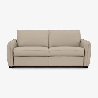 Furniture Village Jaxx Leather Sofa Bed with Slim Arms - Oyster
