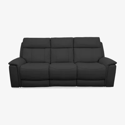 Furniture Village Comfort Story - Chill BV Leather 3 Seater Power Recliner Sofa - Classic Black