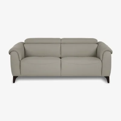 Furniture Village Nicoletti - Nicole 3 Seater Leather Power Recliner Sofa with Power Headrests - Torello Tortora