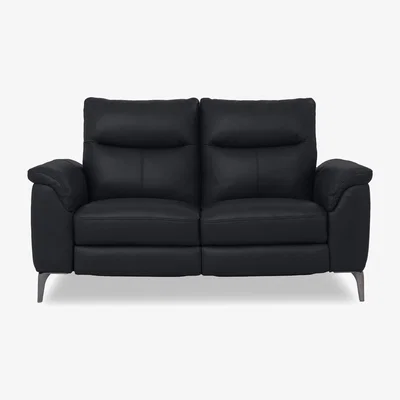 Furniture Village Morgan Leather 2 Seater Sofa with Power Recliner - Lavender