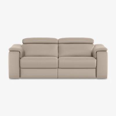 Furniture Village Nicoletti - Canto 3 Seater Leather Power Recliner Sofa with Power Headrests - Botera Crema