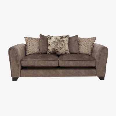 Furniture Village Mariah 3 Seater Fabric Pillow Back Sofa - Dapple Chocolate
