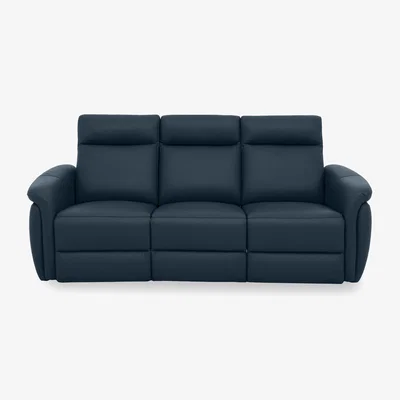 Furniture Village Dublin Leather 3 Seater Sofa - Natural Milled Navy