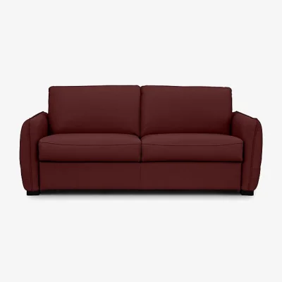 Furniture Village Jaxx Leather Sofa Bed with Slim Arms - Ruby