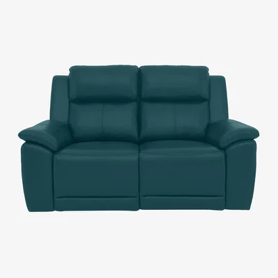 Furniture Village Utah 2 Seater Leather Recliner Sofa with Headrests and Power Lumbar - Midnight Jade