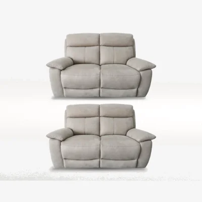 Furniture Village Echo Set of Two 2 Seater Fabric Power Recliner Sofas - Silver