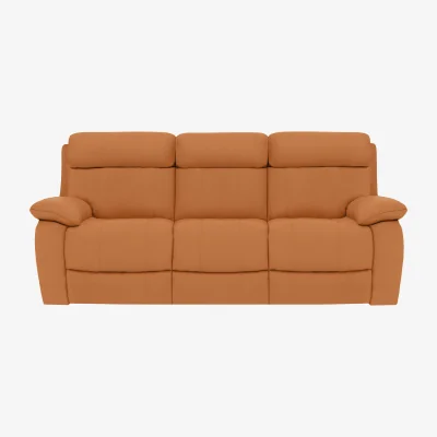 Furniture Village Moreno 3 Seater BV Leather Sofa with Power Recliner - BV Honey Yellow