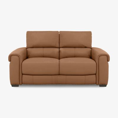 Furniture Village Nixon HW Leather 2 Seater Sofa - Pecan Brown