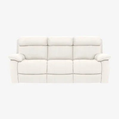 Furniture Village Moreno 3 Seater BV Leather Sofa with Power Recliner - BV Star White