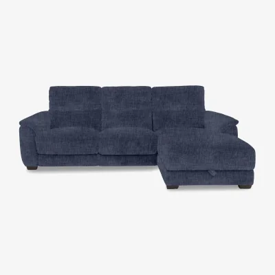 Furniture Village Saffron Fabric 3 Seater Sofa with Storage Right Hand Facing Chaise End - Dark Denim