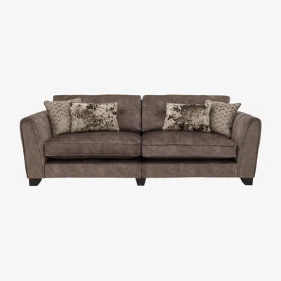 Furniture Village Mariah 4 Seater Fabric Classic Back Split Frame Sofa - Dapple Chocolate