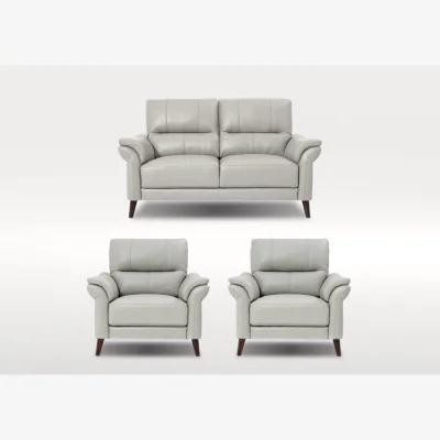 Furniture Village Winner 2 Seater Leather Sofa and 2 Leather Armchairs Set
