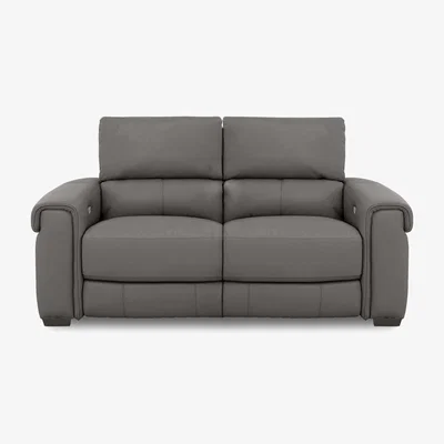 Furniture Village Nixon HW Leather 2 Seater Sofa with Power Recliner - Elephant