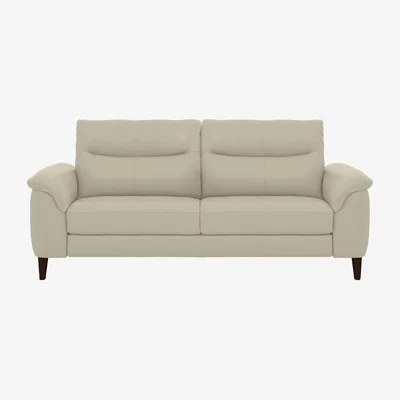 Furniture Village Morgan 3 Seater Leather Sofa - Bone China