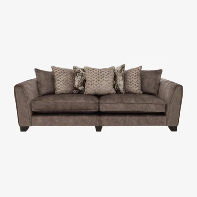 Furniture Village Mariah 4 Seater Fabric Pillow Back Split Frame Sofa - Dapple Chocolate