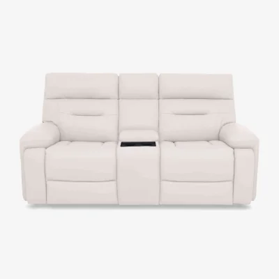 Furniture Village Cinemax Media 2 Seater Leather Power Recliner Sofa with Power Headrests - White