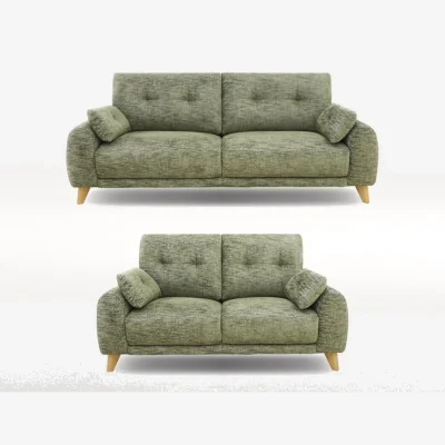 Furniture Village Malmo Fabric 3 Seater Sofa and Fabric 2 Seater Sofa Set - Olive Green