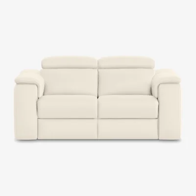 Furniture Village Nicoletti - Canto 2 Seater Leather Power Recliner Sofa with Power Headrests - Torello Bianco Puro