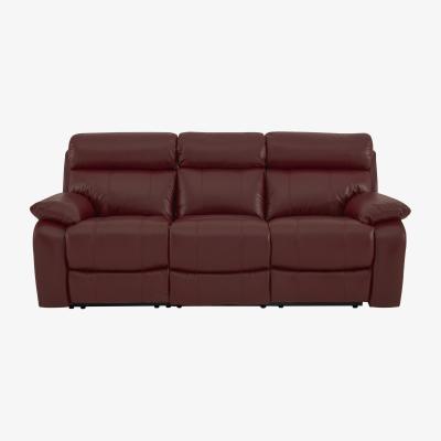 Furniture Village Moreno 3 Seater Leather Sofa with Power Recliner - Burgundy