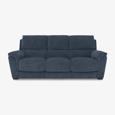 Furniture Village Medio 3 Seater Fabric Sofa with Power Recliner - Silverish Blue