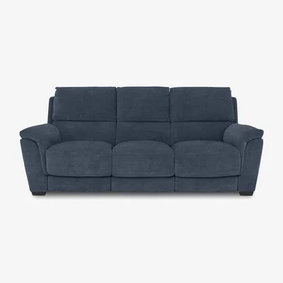 Furniture Village Medio 3 Seater Fabric Sofa with Power Recliner - Silverish Blue