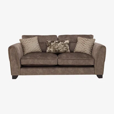 Furniture Village Mariah 3 Seater Fabric Classic Back Sofa - Dapple Chocolate