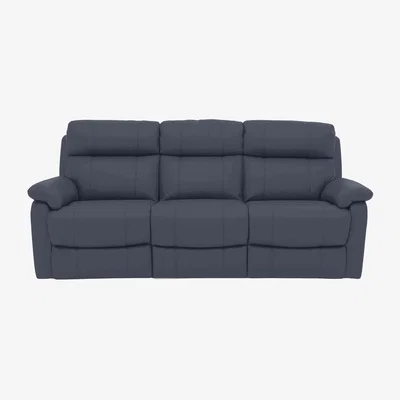 Furniture Village World of Leather - Relax Station Komodo 3 Seater BV Leather Sofa with Power Headrests and Cup Holders - BV Ocean Blue