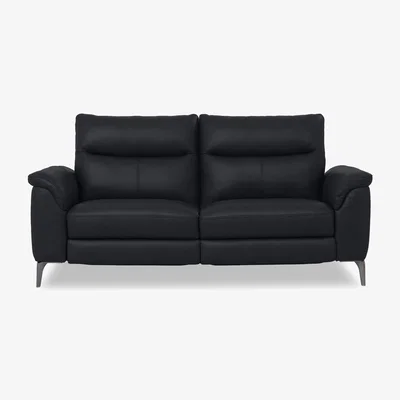 Furniture Village Morgan Leather 3 Seater Sofa with Power Recliner - Lavender