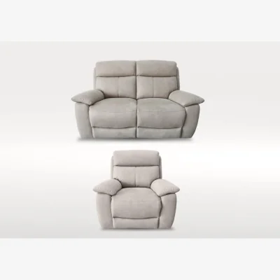 Furniture Village Echo 2 Seater Fabric Power Recliner Sofa and Armchair Set - Silver