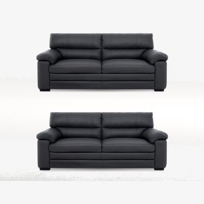 Furniture Village Cozee Two 2 Seater Leather Sofas Set - Shale Grey